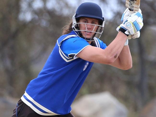 Jevon Kett of Greenvale batting during Premier Cricket: Greenvale Kangaroos v Dandenong at Greenvale Reserve on Saturday, October 21, 2017, in Greenvale, Victoria, Australia.Picture: Hamish Blair