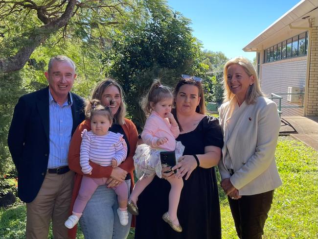 Federal Member for Page, Kevin Hogan, left, with Shadow Minister for Early Childhood Education, Angie Bell met with local parents who say theyâre feeling left behind, and unable to access child care in their communities.