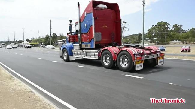 Truck convoy leaves Withcott