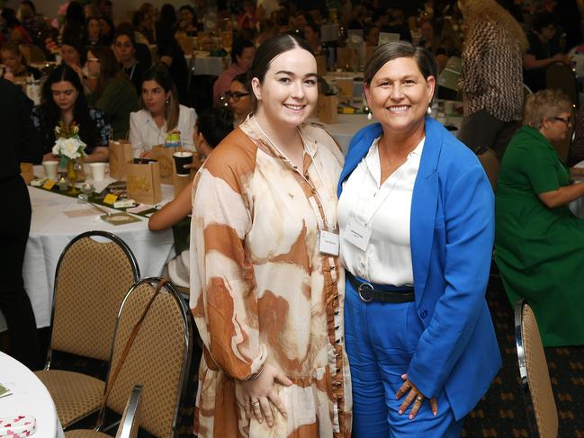 Jaymi Quincey and Janelle Poole at the NQ Women's Leadership Forum in Townsville. Picture: Shae Beplate.