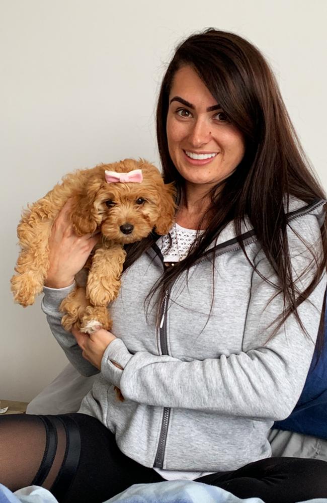 Arabella Del Busso with her cavoodle Meatball.