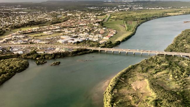 An aerial view of the Pioneer River. Picture: Rae Wilson