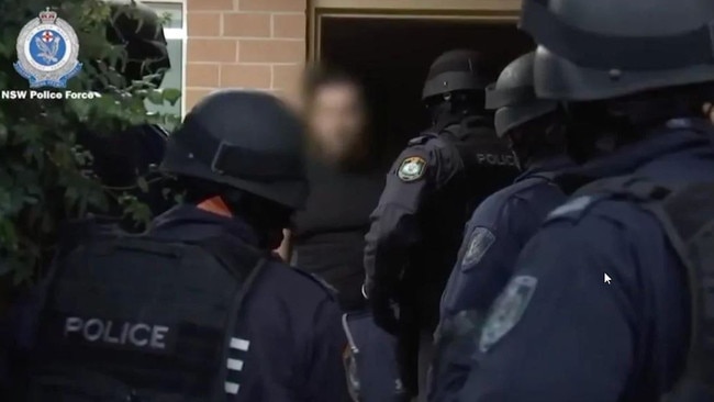 Police make an arrest in Sydney related to Strike Force Millstream investigations, which was established to investigate the large-scale supply of prohibited drugs. Picture: NSW Police