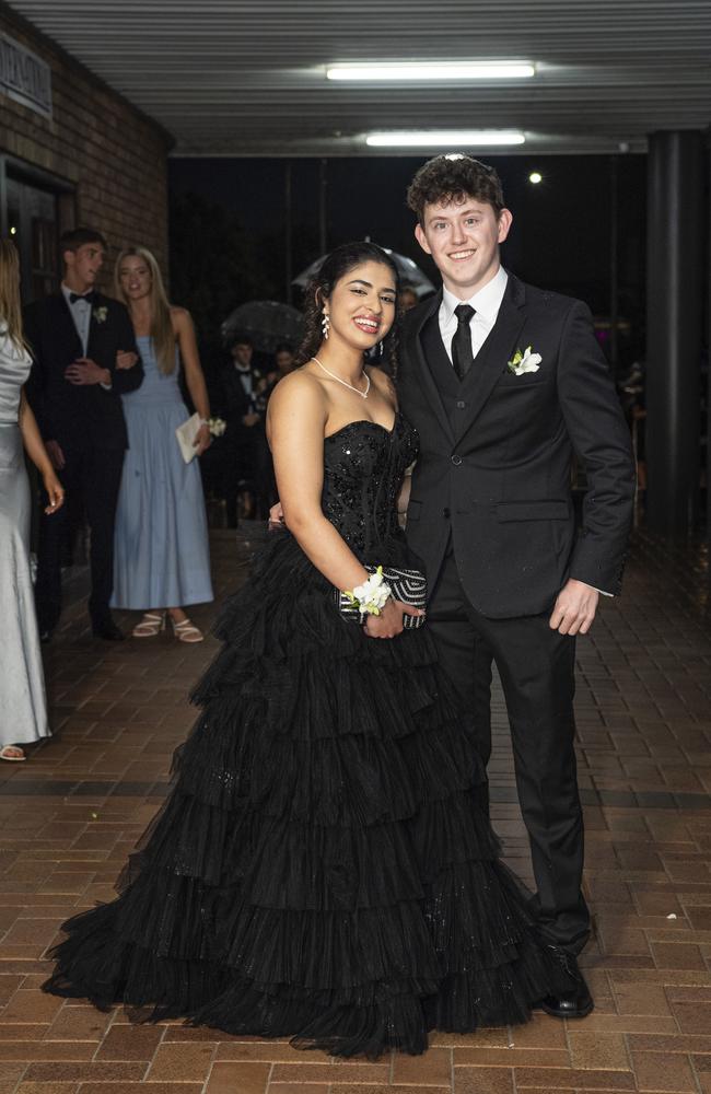 Sunaina Kapoor partners Andy Shelton to the Toowoomba Grammar School formal at Rumours International, Wednesday, November 13, 2024. Picture: Kevin Farmer