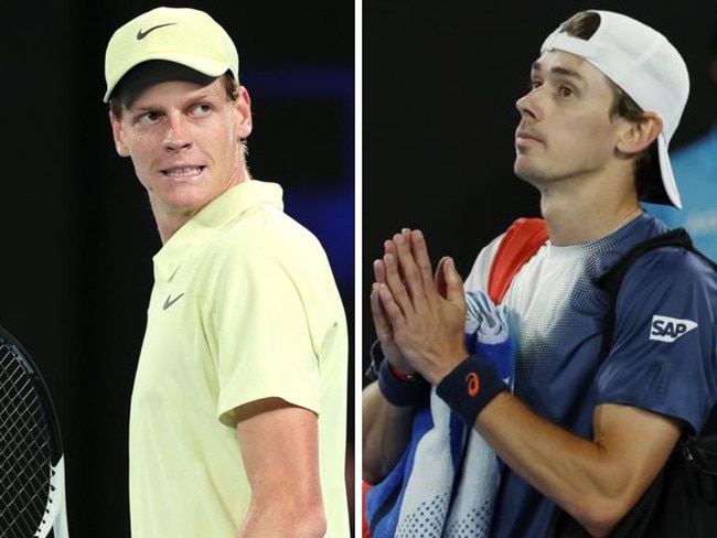 Jannik Sinner was far too strong for Alex de Minaur. Photos: AFP/Getty Images