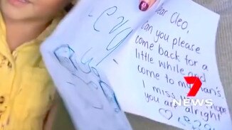 A handwritten note from Naya to Cleo. Picture: 7 News