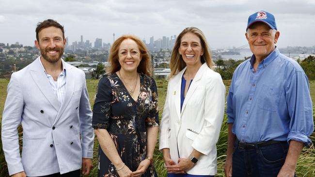 EMBARGOED FOR THE WEEKEND TELEGRAPHS, JANUARY 23, 2025, PLEASE CONTACT WEEKEND PIC EDITOR TIM HUNTER BEFORE PUBLISHING.Jewish leaders from left former Rabbi of Maroubra Synagogue Rabbi Yossi Friedman, Woollahra Rabbi Jacqueline Ninio, Executive Jewry councilÃ¢â¬â¢s Simone Abel and Executive Jewry council co-CEO Peter Wertheim at Dudley Page Reserve in Dover Heights. Picture: Jonathan Ng