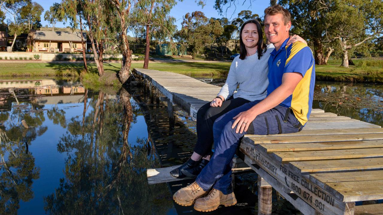 Hannah and Jesse Chambers at their Zadows Landing property. Picture: Brenton Edwards