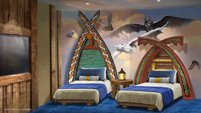The How to Train Your Dragon Kids’ Suites show they thought of everything. Photo: Universal Epic Universe