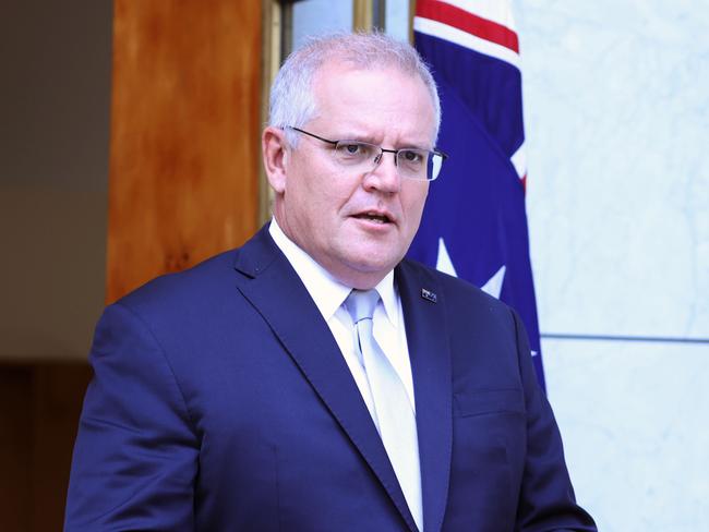 CANBERRA, AUSTRALIA - NewsWire Photos FEBRUARY 23, 2021: Prime Minister Scott Morrison during a press conference in Parliament House, Canberra. Picture: NCA NewsWire / Gary Ramage