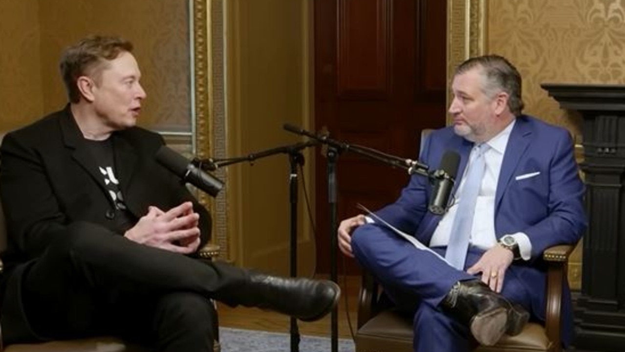 Mr Musk laid out his ambitious goals for human life on the red planet during the interview with Senator Ted Cruz and Ben Ferguson. Picture: YouTube