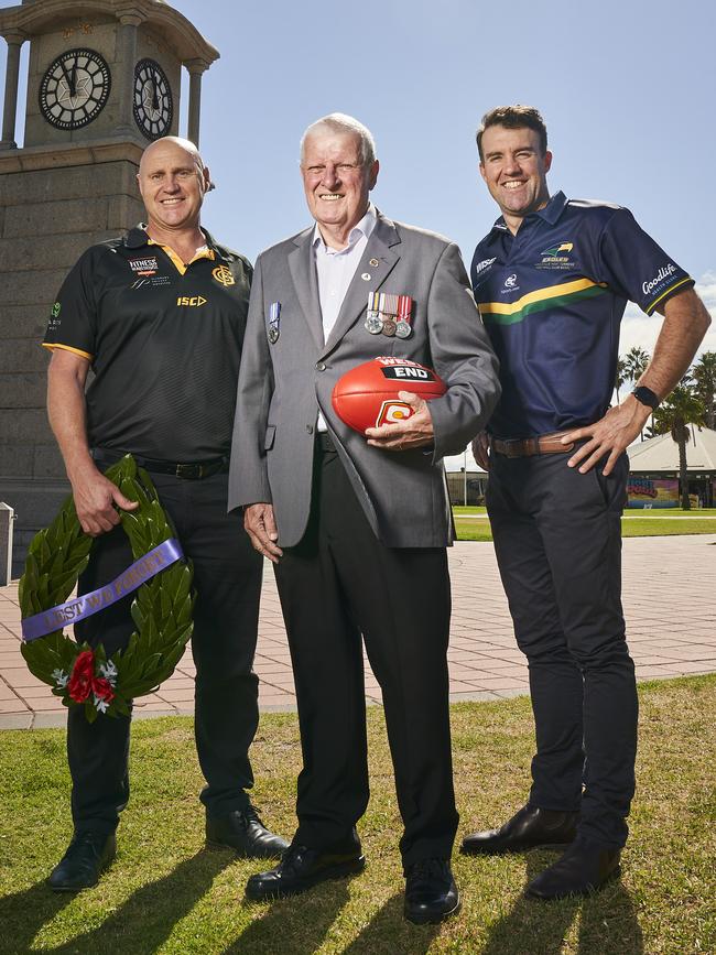 Eagles coach Jade Sheedy (right) holds high regard for the traditional Anzac Day clash. Picture: Matt Loxton