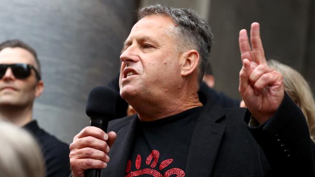 Australian Education Union SA branch president Andrew Gohl speaks at the September 1 teachers strike. Picture: NCA NewsWire/ Kelly Barnes