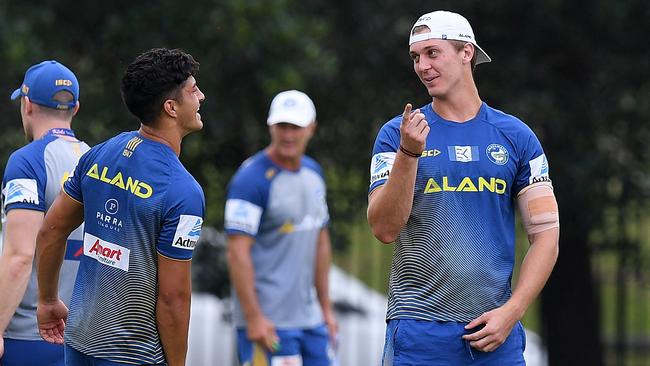 Shaun Lane (right) should be an 80 minute player for the Eels. Picture: Dan Himbrechts