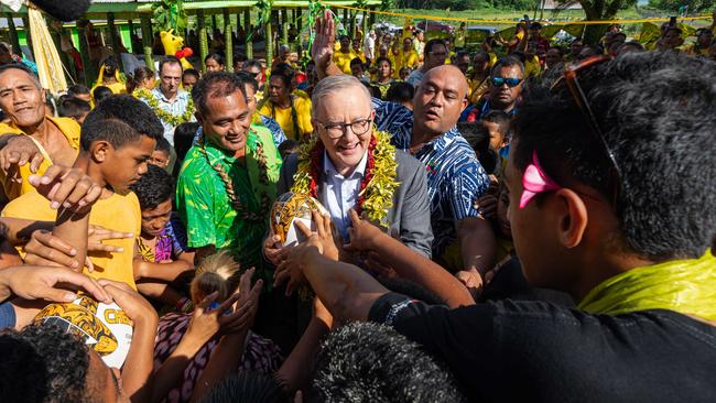 Mr Albanese receives a warm welcome in Satapuala Village, Samoa. Picture: PMO