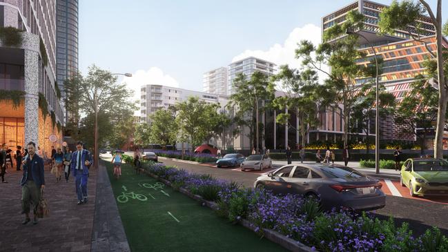 A digital render of the Bankstown development under the transport-oriented development rezonings. Picture: Supplied