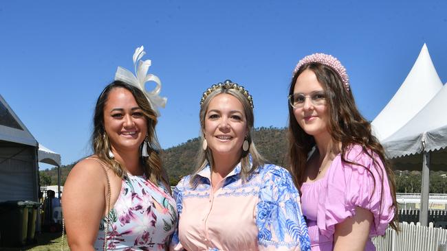 Ladies Day socials at Cluden. Danielle Davies, Sarah Tuxford and Sally Hutchinson. Picture: Evan Morgan