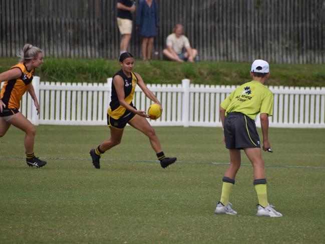 Imogen Healy in the Bakers Creek Tigers v Mackay City Hawks womens AFL grand final at Magpies Sporting Club, Mackay, September 11, 2021. Picture: Matthew Forrest