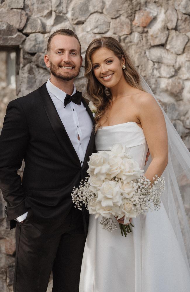 Brittany Worthington and Cody Roberts on their wedding day. Picture: Shae Estella Photo