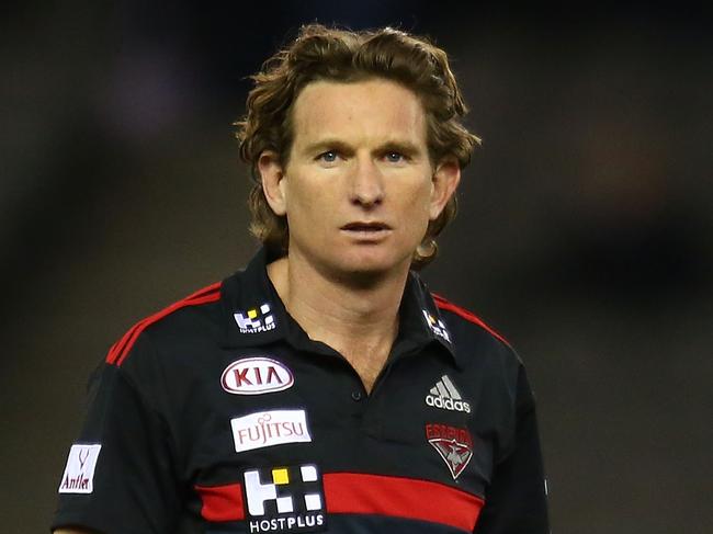 MELBOURNE, AUSTRALIA - AUGUST 15:  James Hird, coach of the Essendon Bombers looks on during the round 20 AFL match between the Essendon Bombers and the Adelaide Crows at Etihad Stadium on August 15, 2015 in Melbourne, Australia.  (Photo by Scott Barbour/Getty Images)