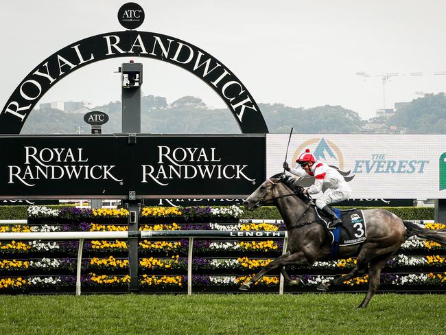 SYDNEY, AUSTRALIA - OCTOBER 17: Kerrin McEvoy on Classique Legend wins race 7 the TAB Everest during Sydney Racing at Royal Randwick Racecourse on October 17, 2020 in Sydney, Australia. (Photo by Hanna Lassen/Getty Images for Australian Turf Club)