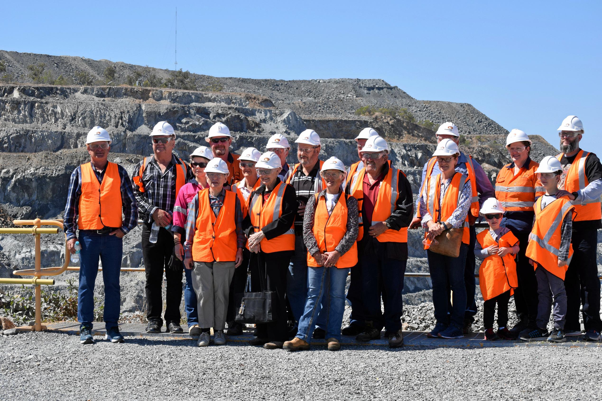 The tour group at Mt Rawdon exploring the mine. Picture: Marissa Newman