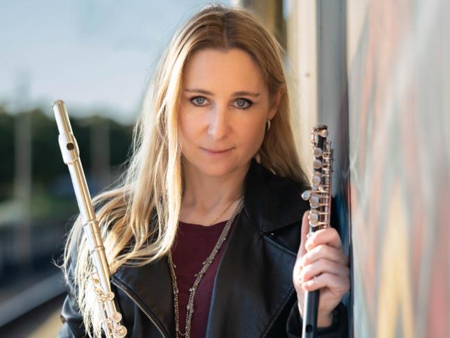 Dr Janelle Colville Fletcher in publicity shots for her Fringe show So Flutatious is the current head of the Tabor Music Department at Tabor College, Adelaide. Picture: Supplied