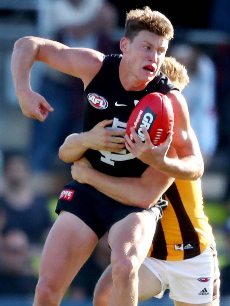 Sam Walsh impressed in the Blues’ trial against Hawthorn last week. Pic: Getty Images