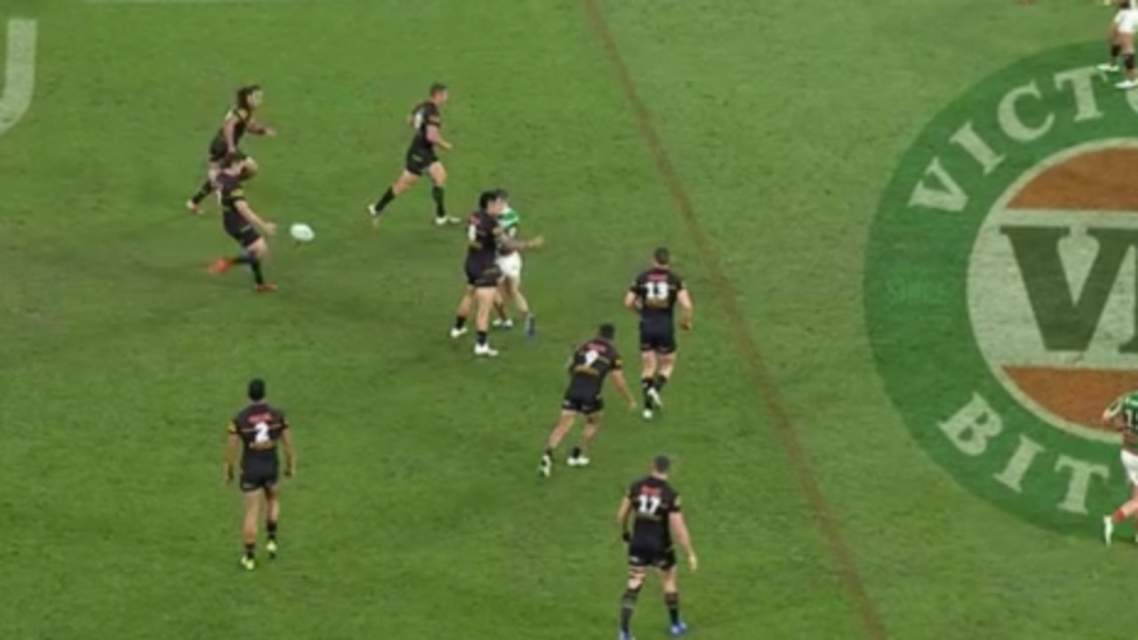 ennett may have a point, with footage suggesting Panthers may be using blockers to protect Cleary. Picture: Supplied.