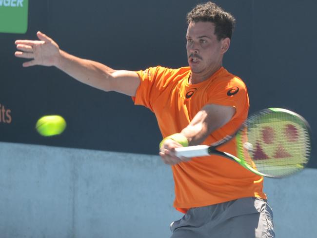 Alex Bolt during his win over Marc Polmans in the Playford Tennis International, at Elizabeth. Picture: supplied