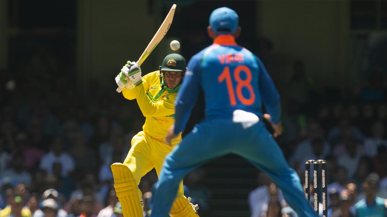 Usman Khawaja in action against India.