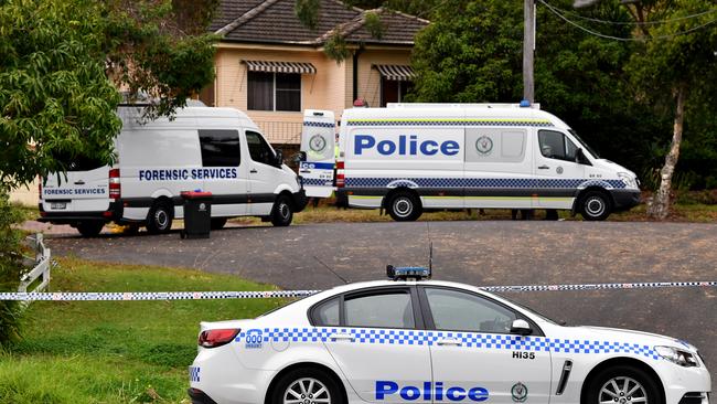 NSW police are seen at a crime scene in Carlingford. Picture: AAP