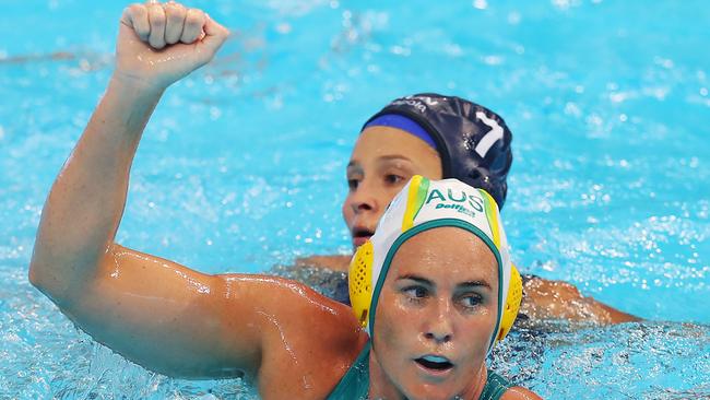 Bronwen Knox celebrates after scoring a goal for Australia last year. (Photo by Maddie Meyer/Getty Images)