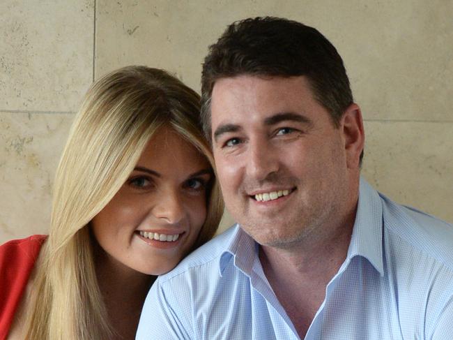 A pregnant Erin Molan with partner Sean Ogilvy . Photo Jeremy Piper