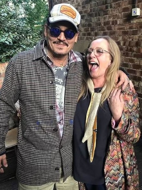 Depp with a fan in Newcastle, England, hours before the jury was to announce its verdict. Picture: Facebook