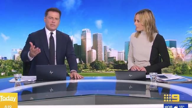 Karl Stefanovic on the set of the Today show with co-host Alison Langdon.