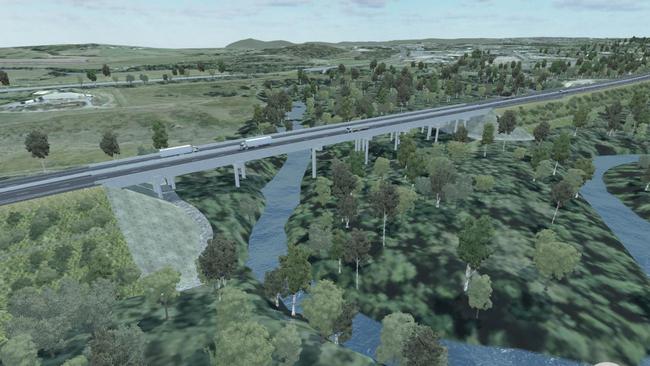 Construction is underway on Bolcaro Road, East Deep Creek to build a new two-lane, 60m bridge over the Bruce Highway as part of the $1 billion Cooroy to Curra Section D Gympie Bypass