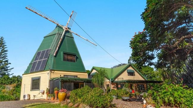 This five bedroom, windmill-style teahouse at Goonellabah is up for sale.