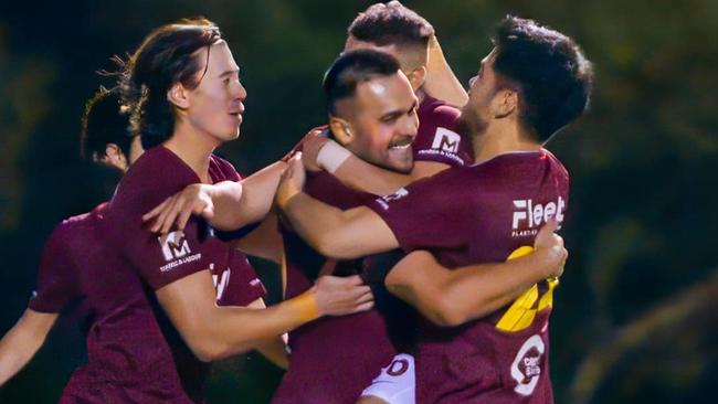 Altona City celebrates a goal. Picture: Kane @sportlaxoz