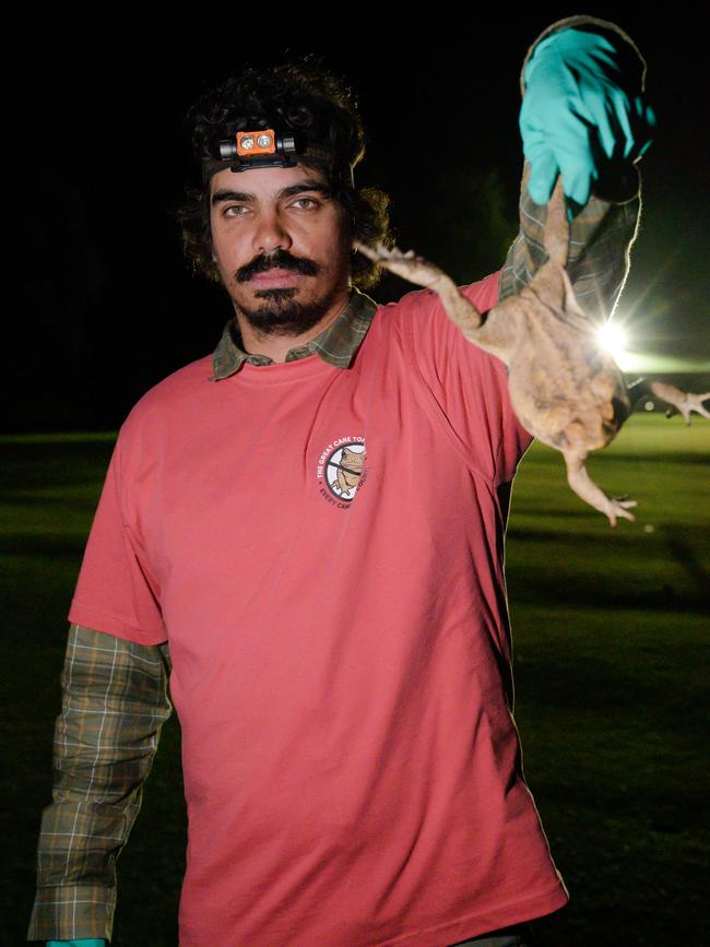 Tony Armstrong, pictured holding a dead toad.