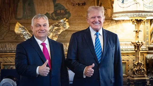 Donald Trump meets with Hungarian Prime Minister Viktor Orban on Friday (AEST). Picture: X