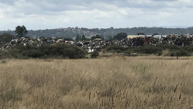 The wall of junk can be seen from a distance. Picture: Anthony Piovesan