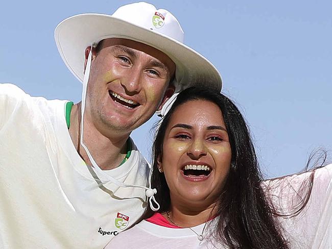 Shane Warne launches KFC SuperCoach BBL in a backyard cricket match in Mosman, Sydney. Isaac Kensell and Deniz Morali. Picture: Brett Costello