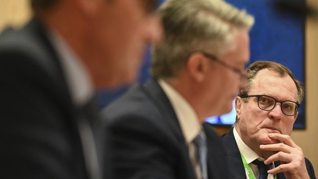 Tax commissioner Chris Jordan and ATO officials face a Senate inquiry last month. Picture: AAP