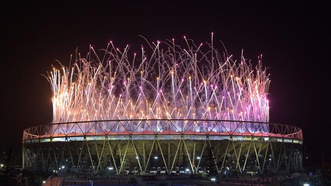 Fireworks explode over the Narendra Modi Stadium at the end of the 2023 Indian Premier League Final. Picture: AFP