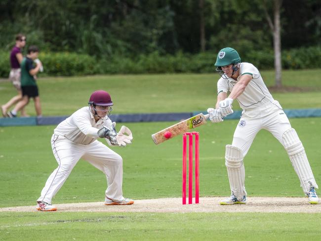 Taj Annan from Ipswich in the GPS Cricket game between Brisbane Boys College and Ipswich Grammar School, Saturday, March 7, 2020 (AAP Image/Richard Walker)