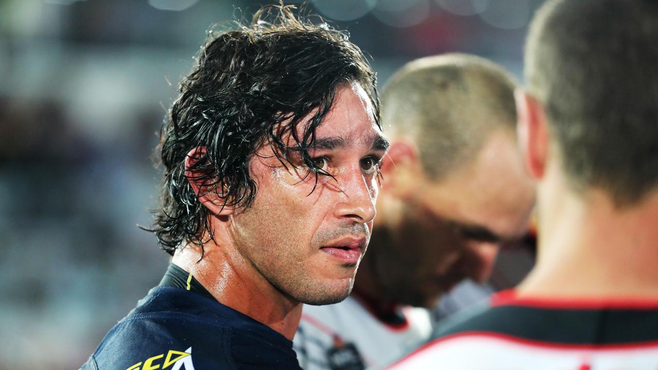 Johnathan Thurston devastated after yet another loss to the Warriors at 1300SMILES Stadium. Picture: Alix Sweeney, June 2018