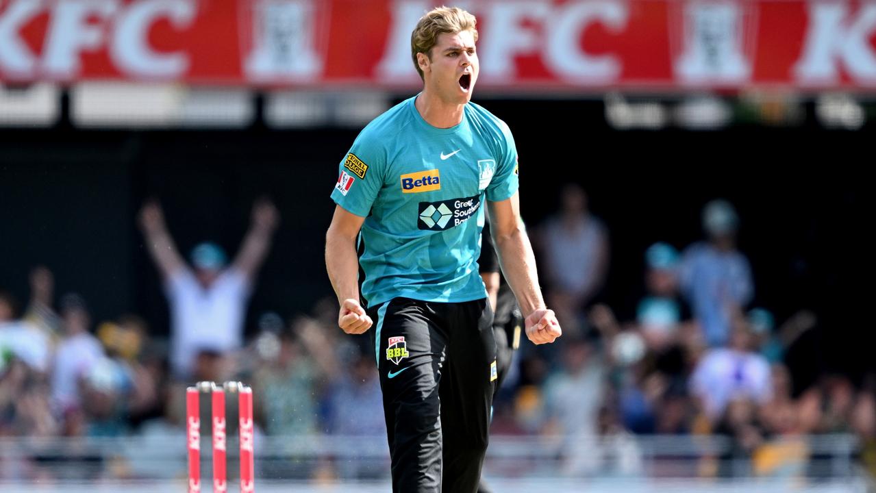 Spencer Johnson has made a huge impact for the Brisbane Heat in the Big Bash. Picture: Bradley Kanaris/Getty Images