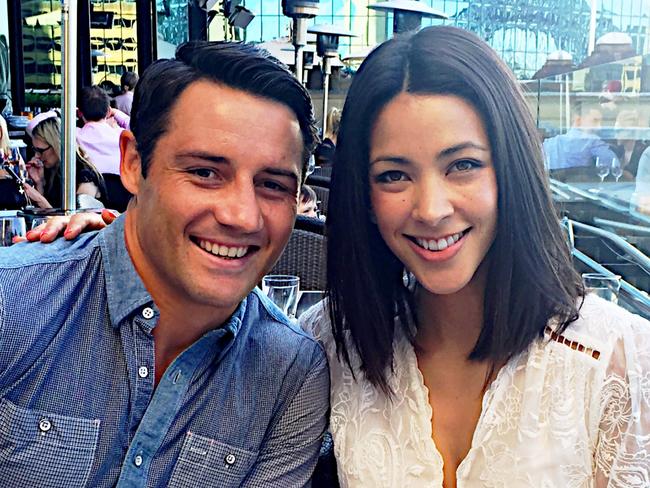 Cooper Cronk and his partner Tara Rushton.  Melbourne Storm halfback Cooper Cronk has spent the past 14-years breaking the heart of his opposition. Yesterday, the 33-year-old gave up his proud purple heart, for love and money. Source : Supplied.
