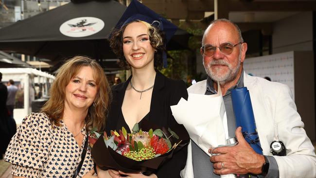 Berndatte Tuohy and daughter Darci Hugh-Clink and Brian Tuohy at the Deakin University Graduation post ceremony celebration. Picture: Alison Wynd